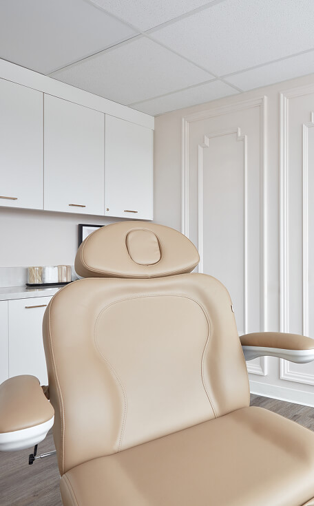 Luxury treatment chair at the symm label Calgary