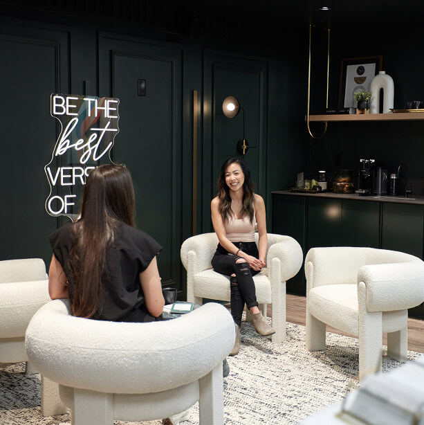 welcoming waiting area at the symm label in Calgary