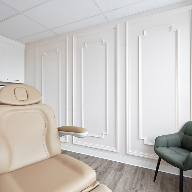 treatment room chair at the symm label in Calgary